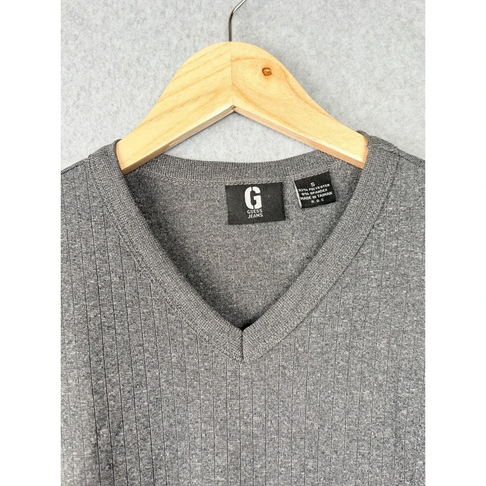 Guess Jeans Gray V Neck T Shirt Mens Size S Short Sleeve V-neck - Picture 3 of 10